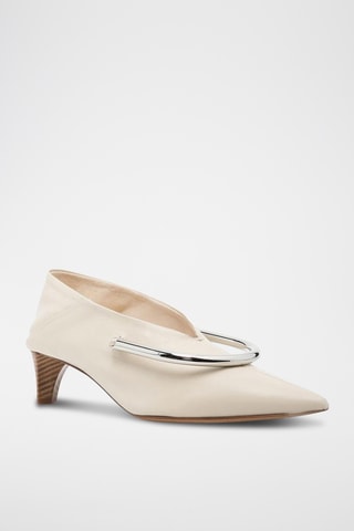 Zapatos de piel ovina de tacón - Crudo