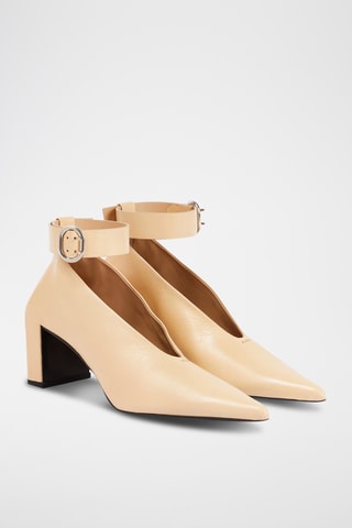 Zapatos de piel de tacón - Beige