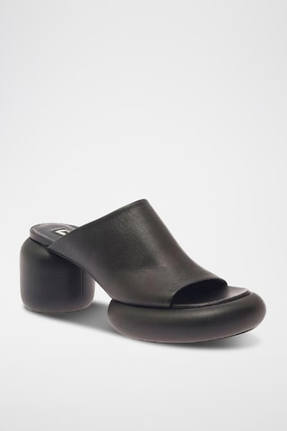 Sandalias de piel de tacón - Negro
