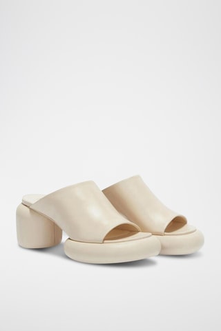 Sandalias de piel bovina de tacón - Beige