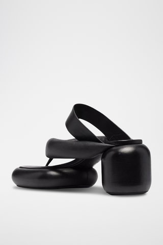Sandalias de piel de tacón - Negro