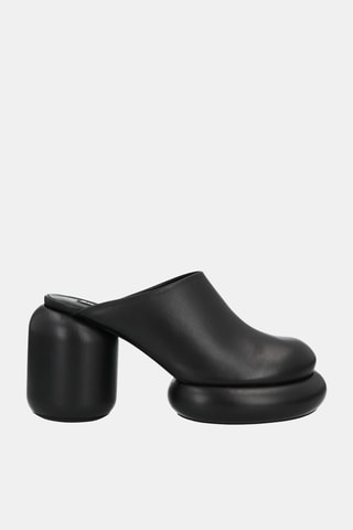 Zuecos de piel ovina de tacón - Negro