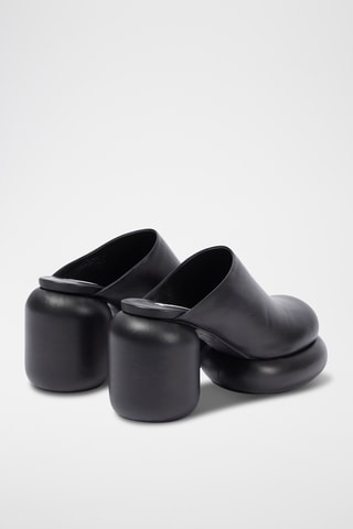 Zuecos de piel ovina de tacón - Negro