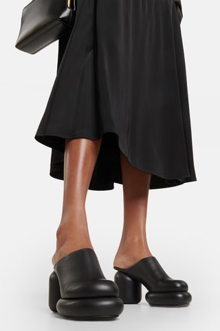 Zuecos de piel ovina de tacón - Negro