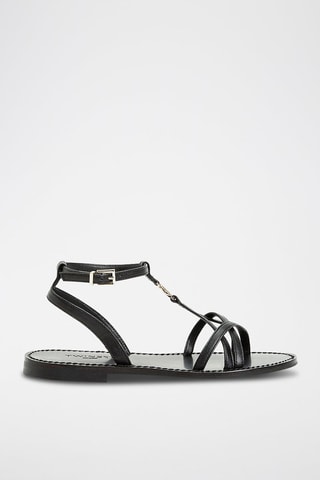 Sandales en cuir de mouton - Noir