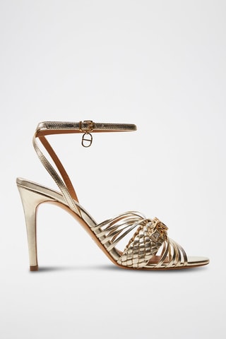 Sandales à talons en cuir - Doré