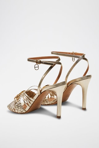 Sandales à talons en cuir - Doré