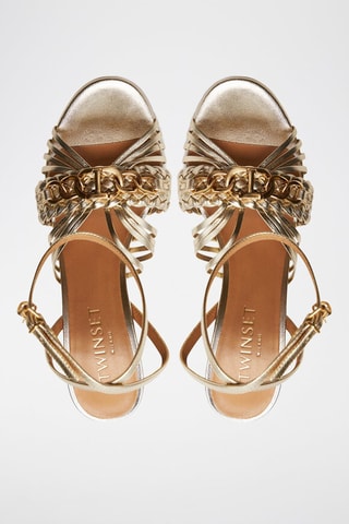 Sandales à talons en cuir - Doré