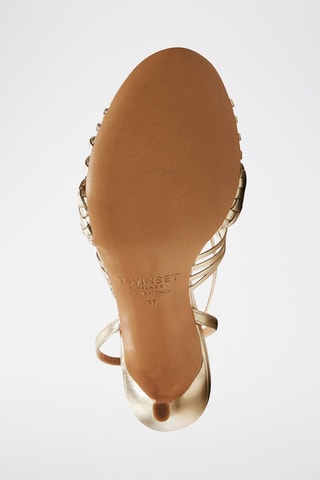 Sandales à talons en cuir - Doré