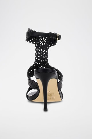 Sandales à talons en cuir de chèvre - Noir