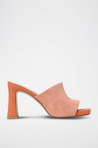Mules à talons en nubuck - Orange