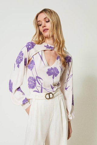 Pull - Ecru et violet