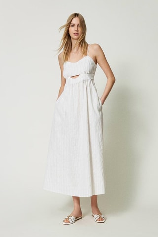 Robe midi en lin - Blanc