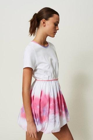 Robe boule tie and dye - Blanc et rose