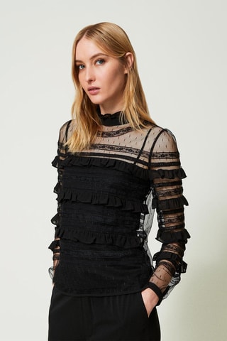 Blouse en dentelle - Noir