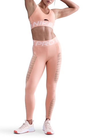 Leggings da training a vita alta - Corallo e bianco - Nike