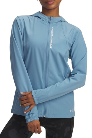 Veste de running à capuche Launch Storm - Ciel et blanc