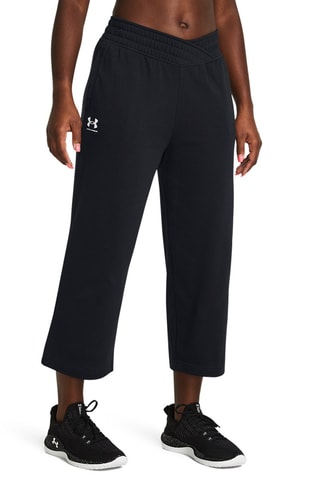 Pantalon 7/8 taille haute Rival Terry Crop Wide Leg - Noir - Under Armour