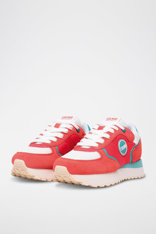 Sapatilhas em nobuck - Coral - Branco e vermelho