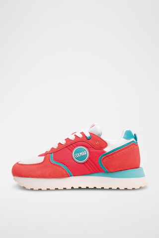 Sapatilhas em nobuck - Coral - Branco e vermelho