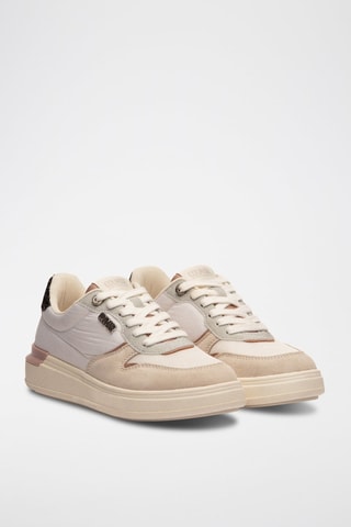 Sapatilhas em nobuck - Branco - Bege e branco