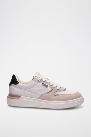 Sapatilhas em nobuck - Branco - Bege e branco