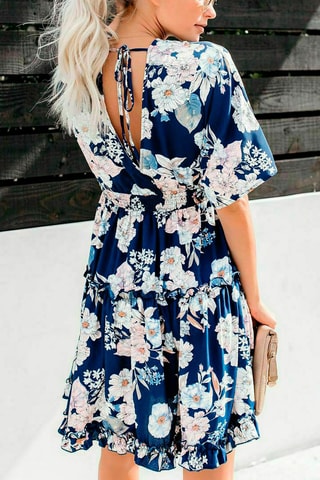 Jurk - Wit, zwart, blauw en roze