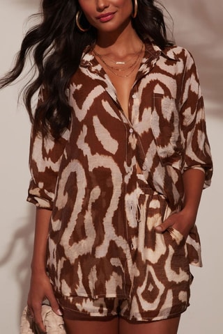 Blouse - Wit en bruin