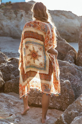 Kimono - Wit, beige en bruin
