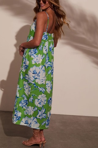 Robe longue - Blanc, bleu et vert