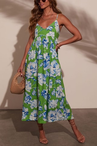 Robe longue - Blanc, bleu et vert