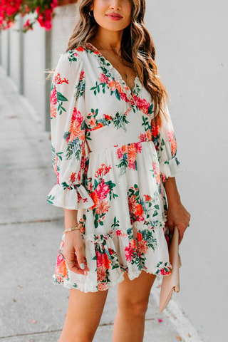 Robe patineuse - Blanc et vert