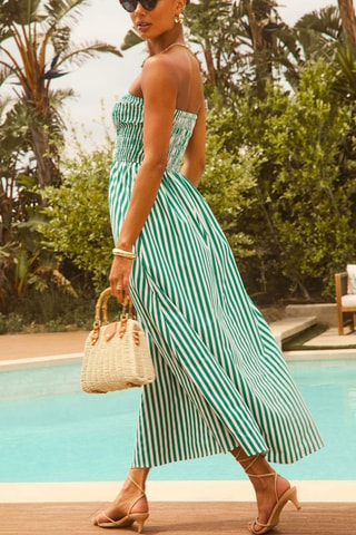 Strapless Jurk - Wit en groen