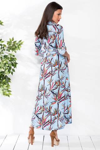 Robe longue - Bleu, jaune et rose
