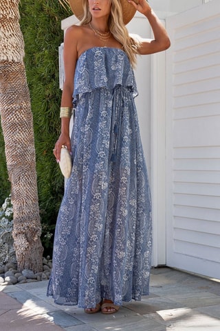Robe longue bustier - Bleu