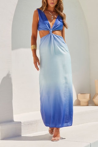 Robe longue - Blanc et bleu
