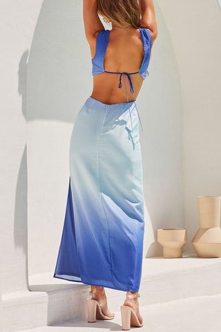 Robe longue - Blanc et bleu