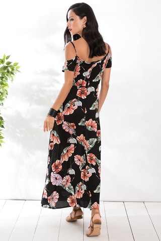 Robe longue - Noir et rose