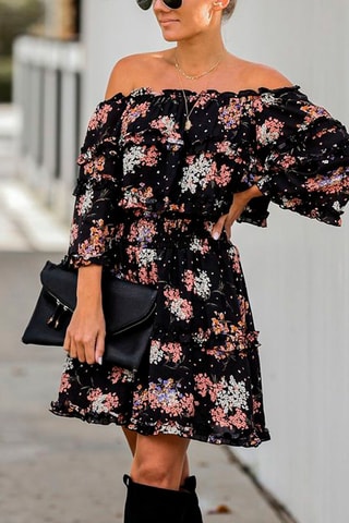 Robe patineuse - Blanc, noir et rose