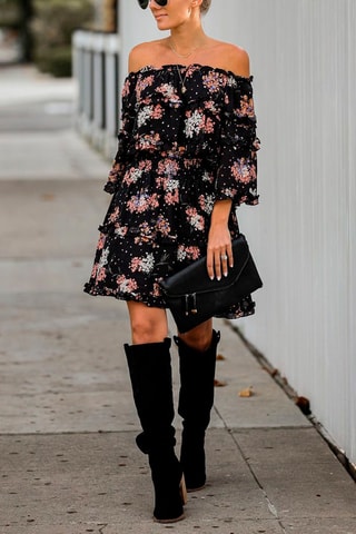 Robe patineuse - Blanc, noir et rose