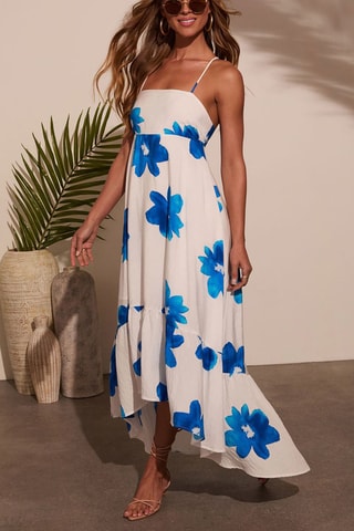 Lange Jurk - Wit en blauw
