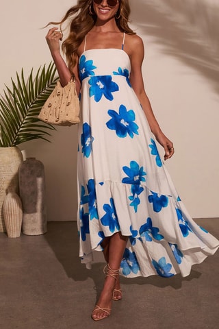 Lange Jurk - Wit en blauw