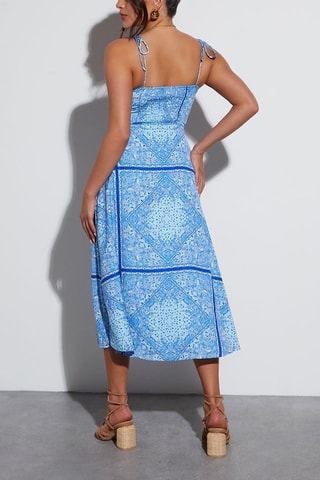 Midi-jurk - Wit en blauw