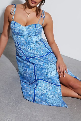 Midi-jurk - Wit en blauw