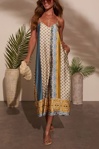 Combinaison - Beige, bleu et jaune