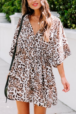Blouse-jurk - Bruin
