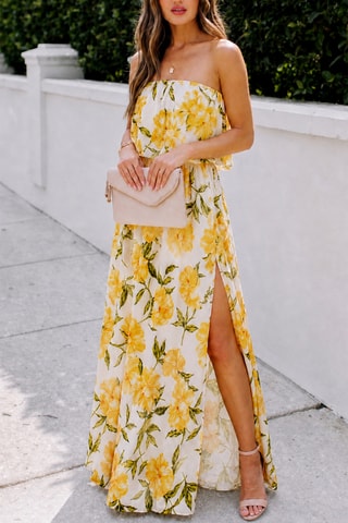 Strapless Jurk - Geel
