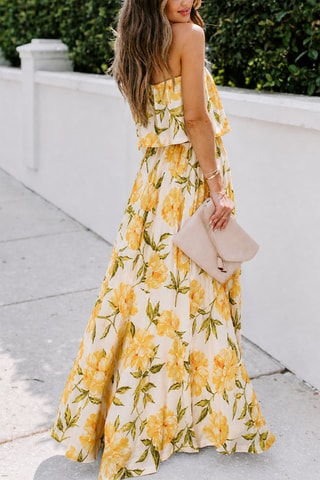 Strapless Jurk - Geel