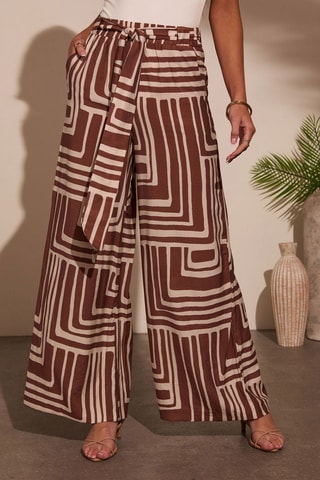Broek met Hoge Taille - Bruin