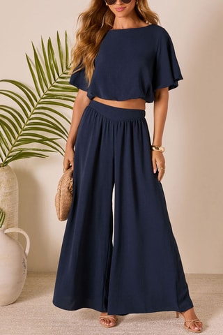 Broek met Hoge Taille - Marineblauw